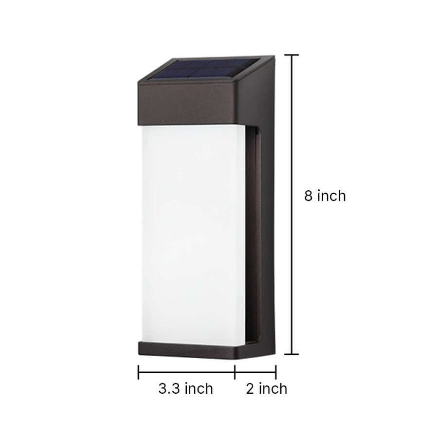 Solar LED Outdoor Wall Sconce Die-Cast Aluminum High Hardness Glass IP44 3000K Warm White Black