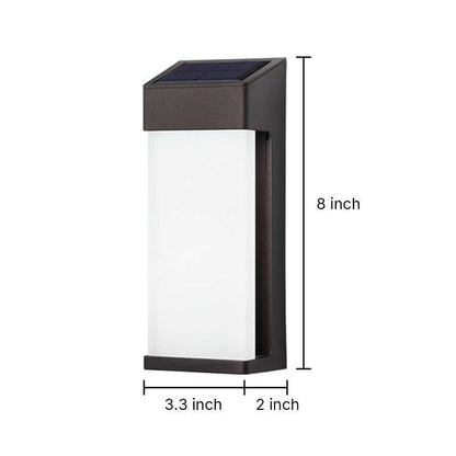 Solar LED Outdoor Wall Sconce Die-Cast Aluminum High Hardness Glass IP44 3000K Warm White Black