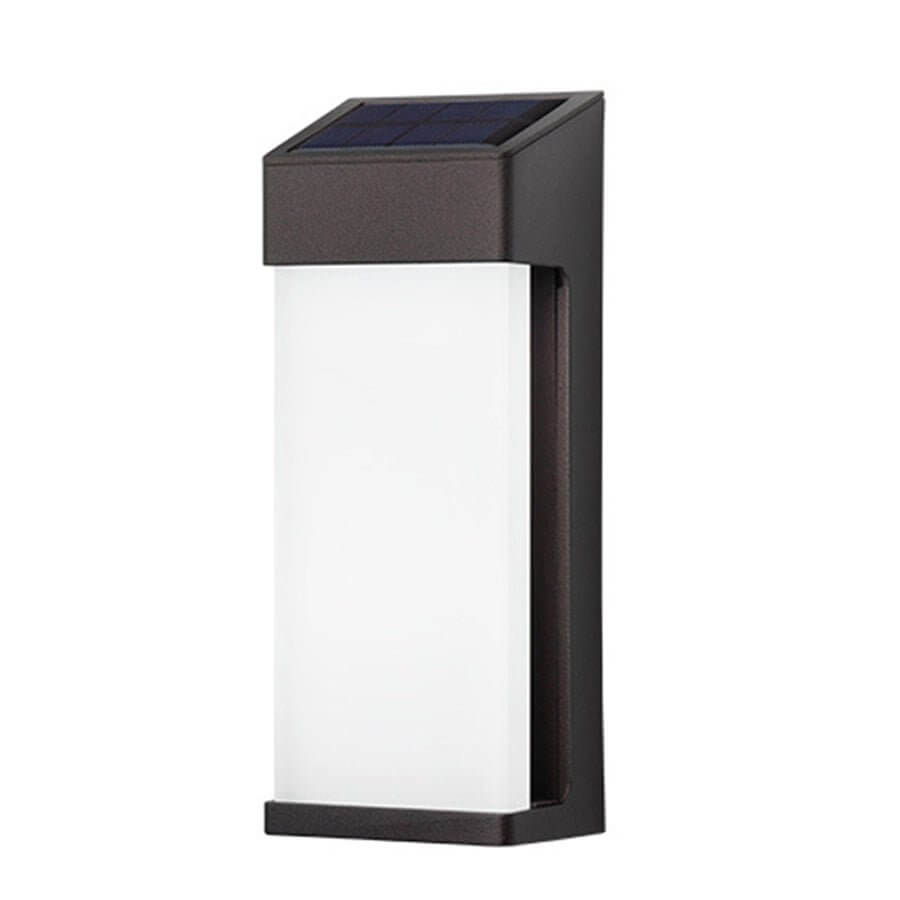 Solar LED Outdoor Wall Sconce Die-Cast Aluminum High Hardness Glass IP44 3000K Warm White Black