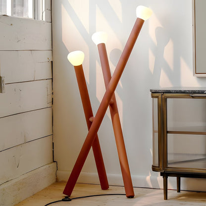 Modern Floor Lamp 3 Light Stick Nordic Milky Glass Dimmable Foot Switch Iron Matte Black White Blue Orange 59 Inch