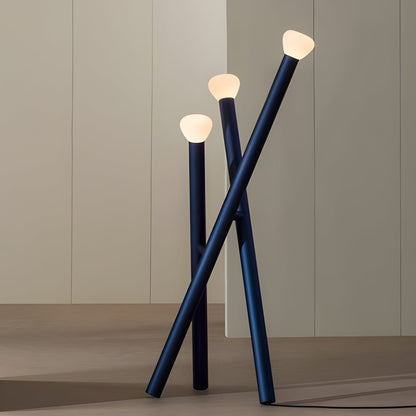 Modern Floor Lamp 3 Light Stick Nordic Milky Glass Dimmable Foot Switch Iron Matte Black White Blue Orange 59 Inch