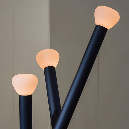 Modern Floor Lamp 3 Light Stick Nordic Milky Glass Dimmable Foot Switch Iron Matte Black White Blue Orange 59 Inch