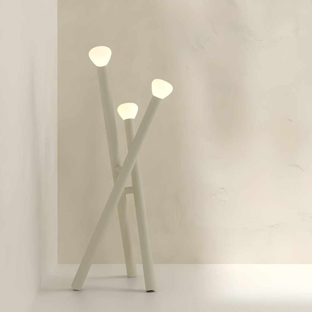 Modern Floor Lamp 3 Light Stick Nordic Milky Glass Dimmable Foot Switch Iron Matte Black White Blue Orange 59 Inch