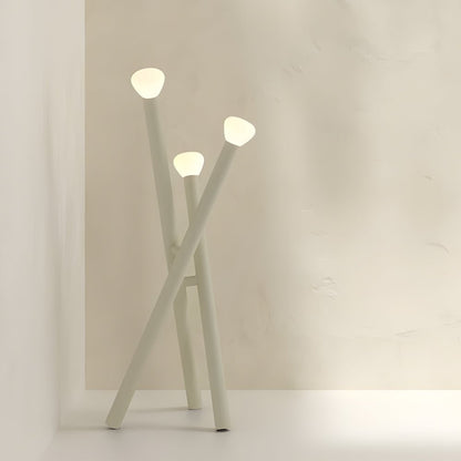 Modern Floor Lamp 3 Light Stick Nordic Milky Glass Dimmable Foot Switch Iron Matte Black White Blue Orange 59 Inch