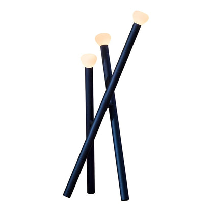 Modern Floor Lamp 3 Light Stick Nordic Milky Glass Dimmable Foot Switch Iron Matte Black White Blue Orange 59 Inch