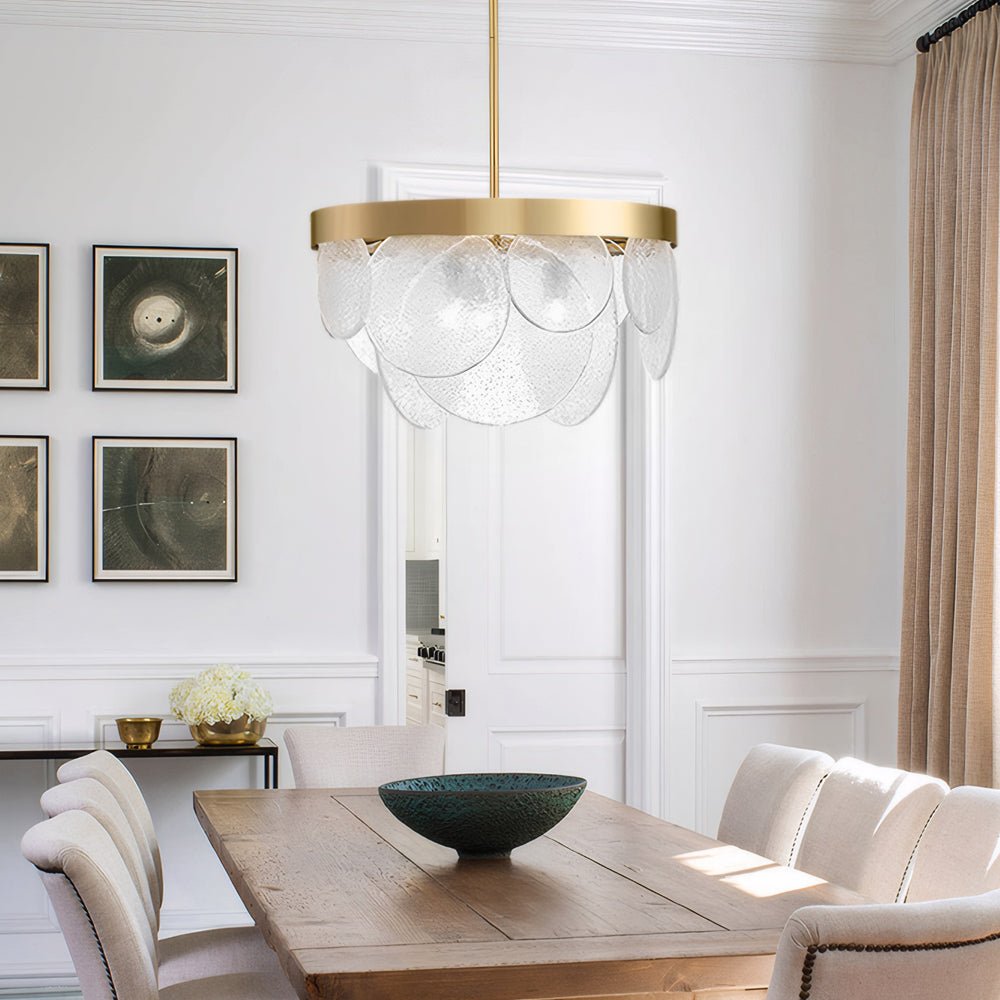 Gold Round Glass Bubble Chandelier — Modern E27 3-Light Adjustable Rod