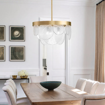 Gold Round Glass Bubble Chandelier — Modern E27 3-Light Adjustable Rod