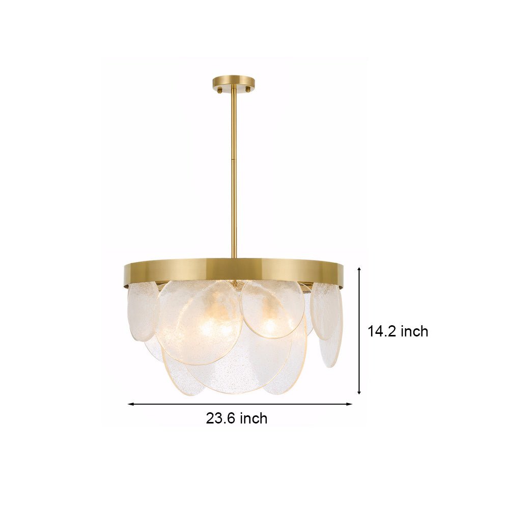Gold Round Glass Bubble Chandelier — Modern E27 3-Light Adjustable Rod