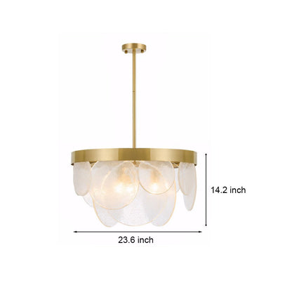 Gold Round Glass Bubble Chandelier — Modern E27 3-Light Adjustable Rod