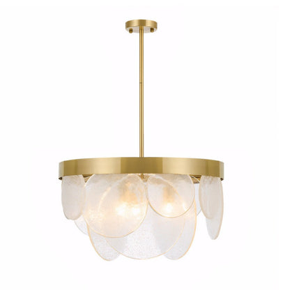 Gold Round Glass Bubble Chandelier — Modern E27 3-Light Adjustable Rod