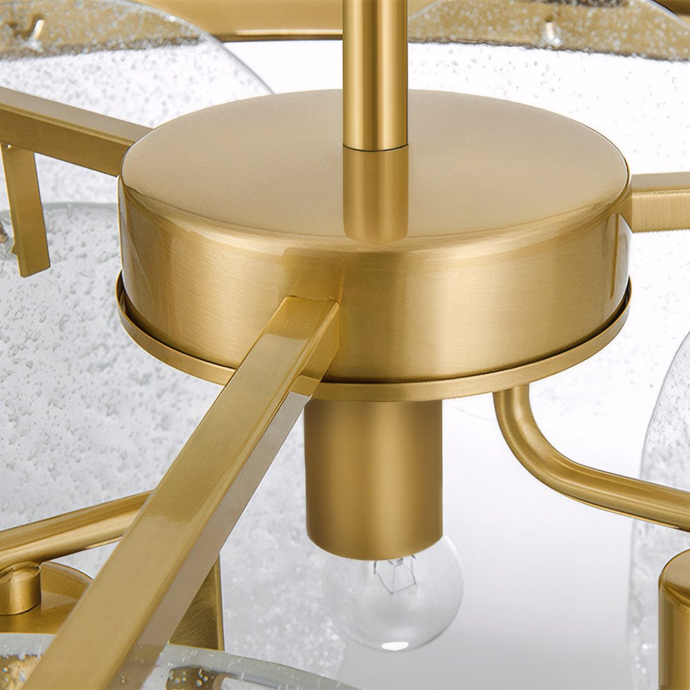 Gold Round Glass Bubble Chandelier — Modern E27 3-Light Adjustable Rod