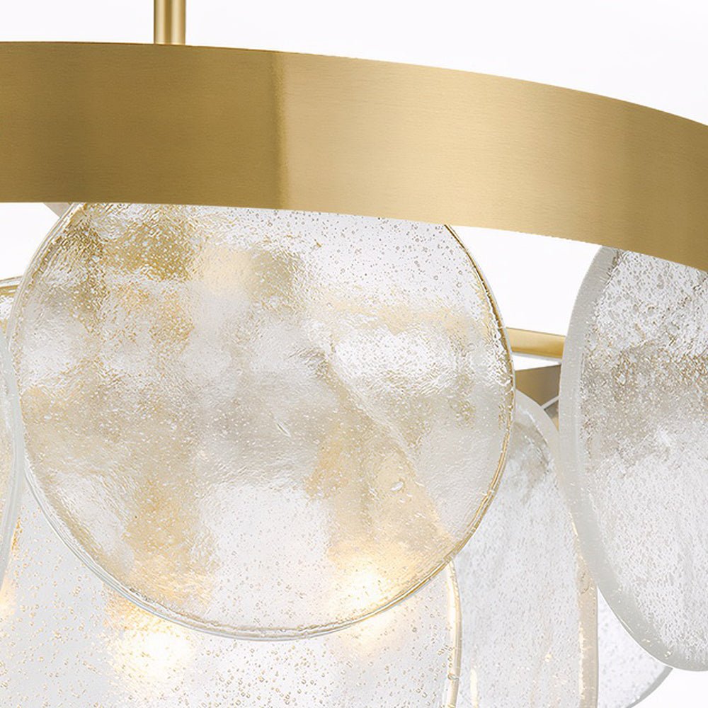 Gold Round Glass Bubble Chandelier — Modern E27 3-Light Adjustable Rod