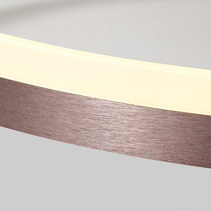3-Ring Interlocking LED Semi-Flush Mount Ceiling Light Gold Metal Acrylic Dimmable 75W 35''