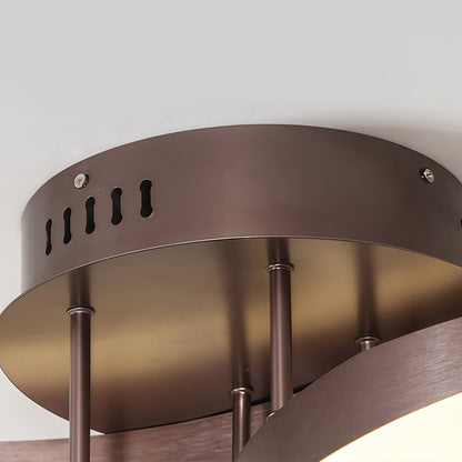 3-Ring Interlocking LED Semi-Flush Mount Ceiling Light Gold Metal Acrylic Dimmable 75W 35''