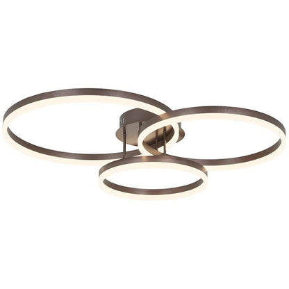 3-Ring Interlocking LED Semi-Flush Mount Ceiling Light Gold Metal Acrylic Dimmable 75W 35''