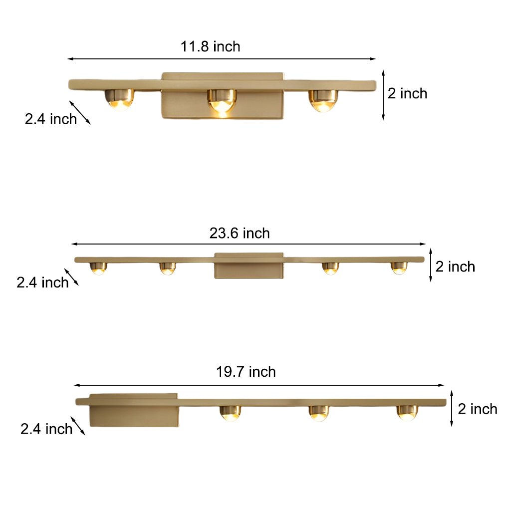 Linear LED Wall Washer Sconce Nordic Copper 3 Light 4 Light Hardwired