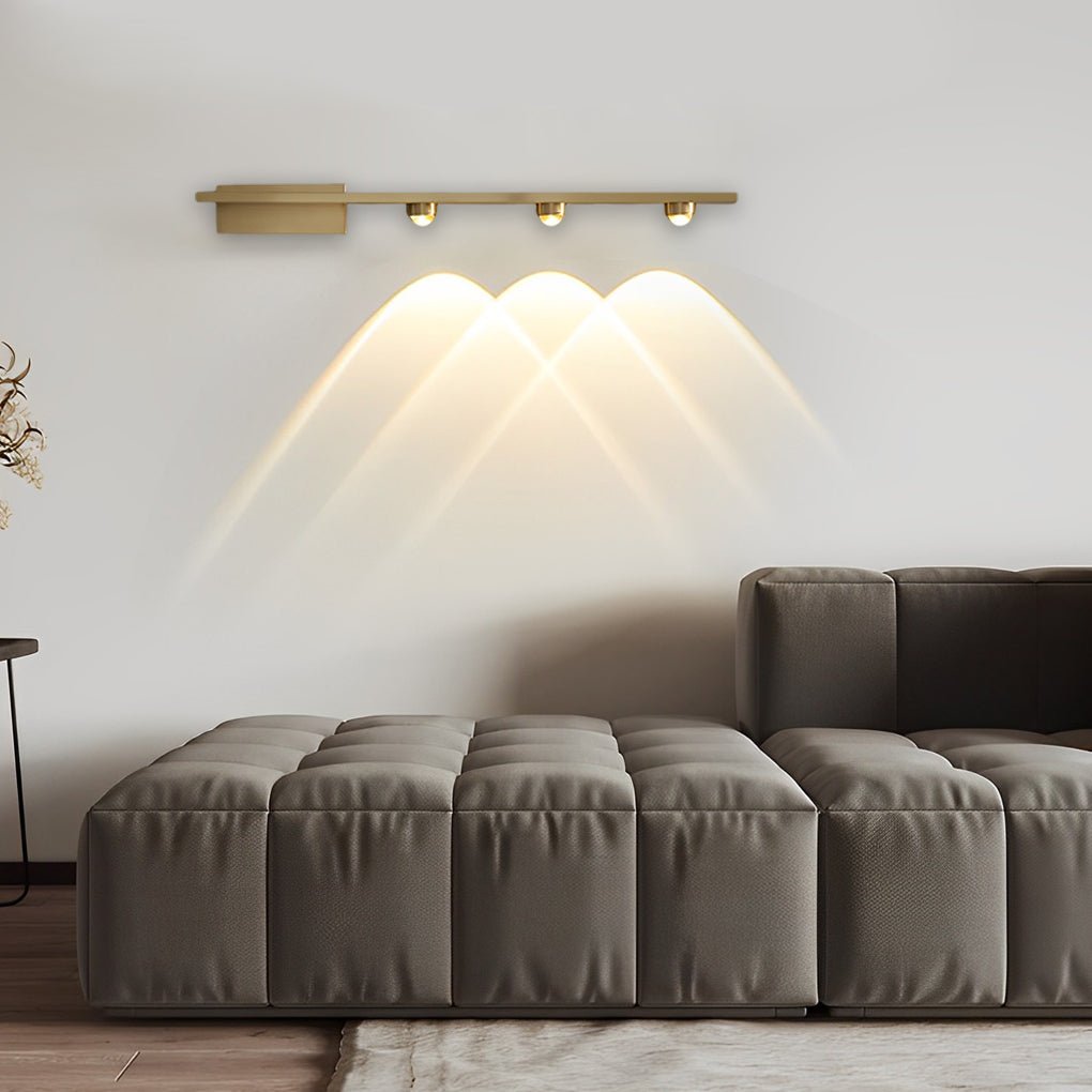Linear LED Wall Washer Sconce Nordic Copper 3 Light 4 Light Hardwired