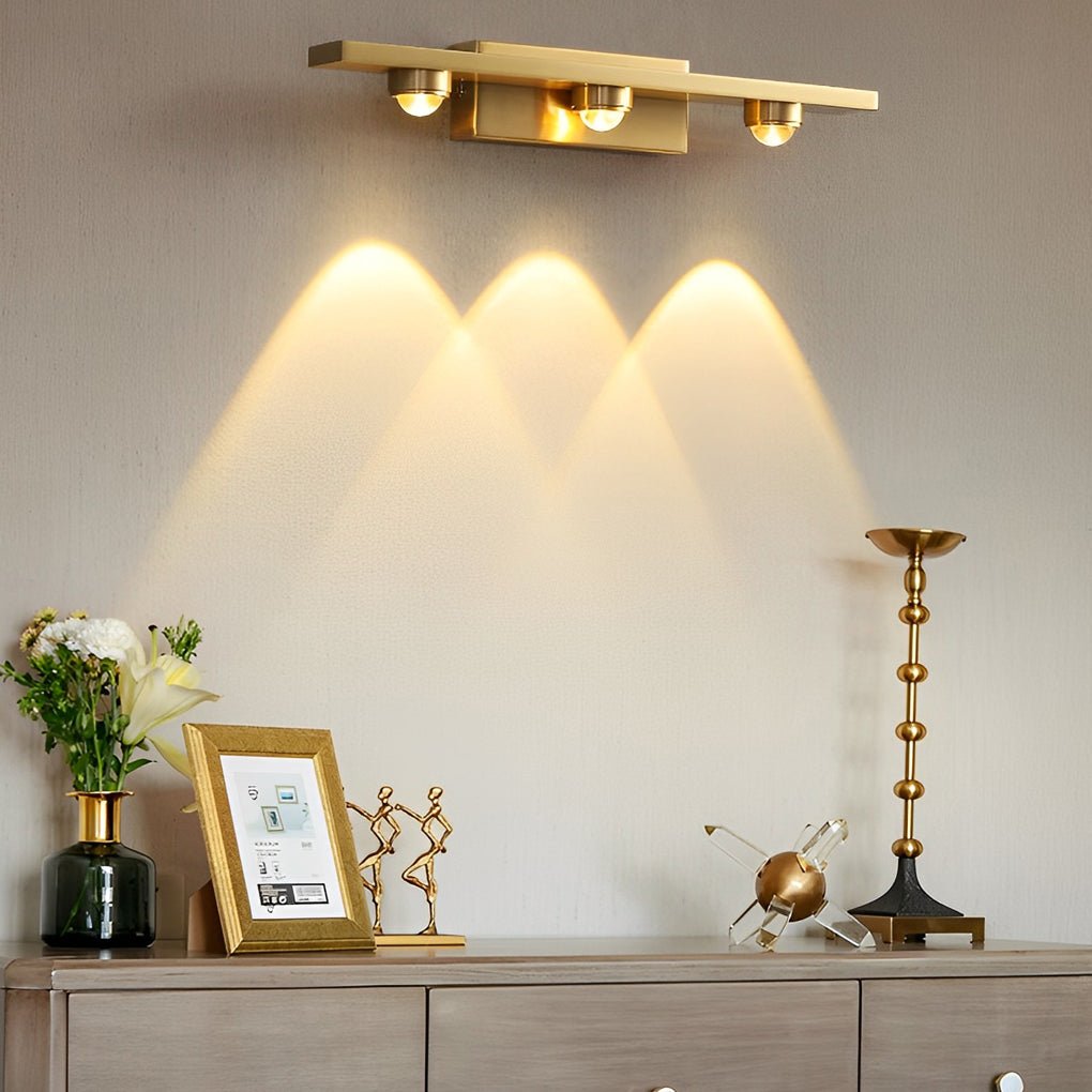 Linear LED Wall Washer Sconce Nordic Copper 3 Light 4 Light Hardwired