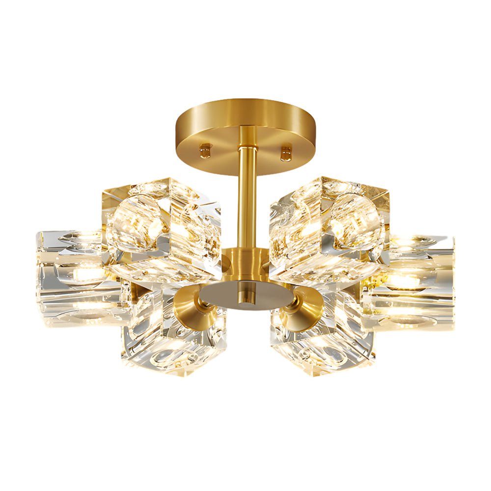 Crystal K9 Semi-Flush Mount Ceiling Light — Postmodern Copper 180° Adjustable G9 3 4 5 6 Light