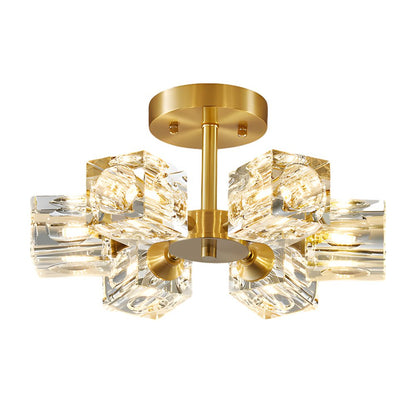 Crystal K9 Semi-Flush Mount Ceiling Light — Postmodern Copper 180° Adjustable G9 3 4 5 6 Light