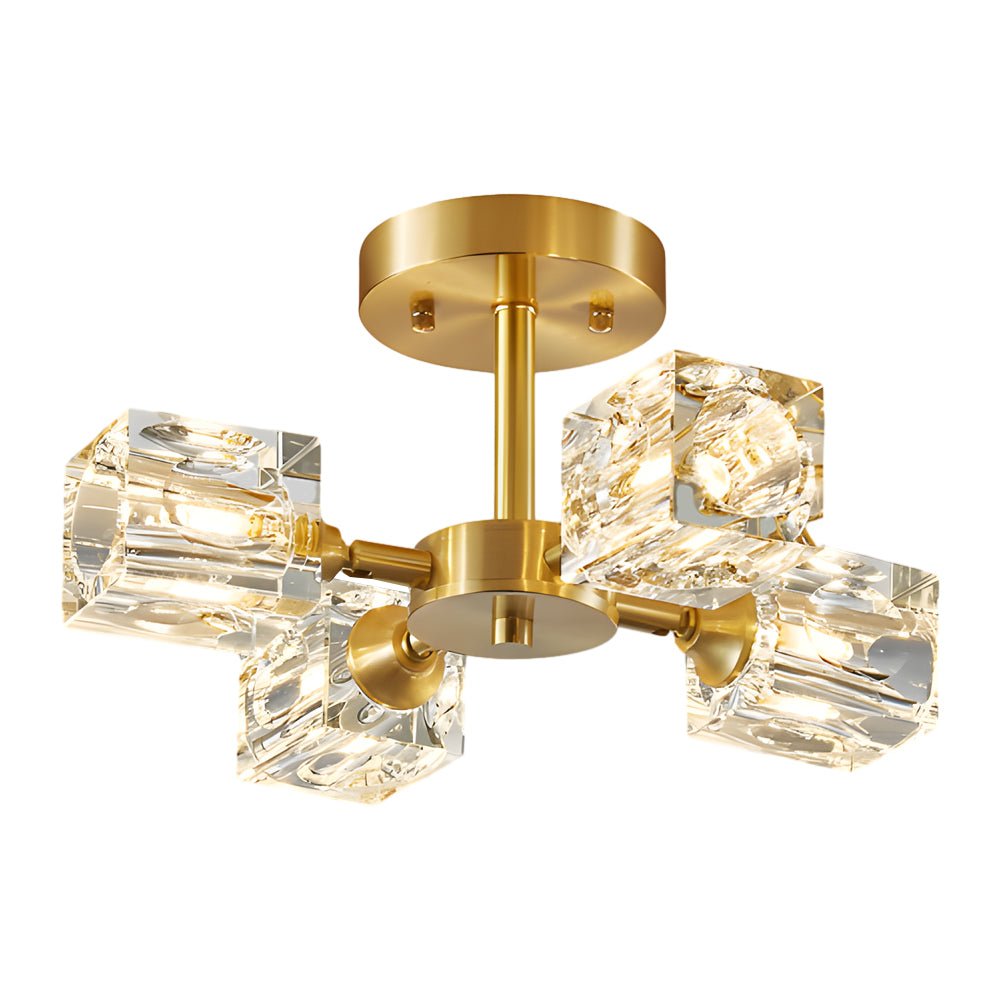 Crystal K9 Semi-Flush Mount Ceiling Light — Postmodern Copper 180° Adjustable G9 3 4 5 6 Light