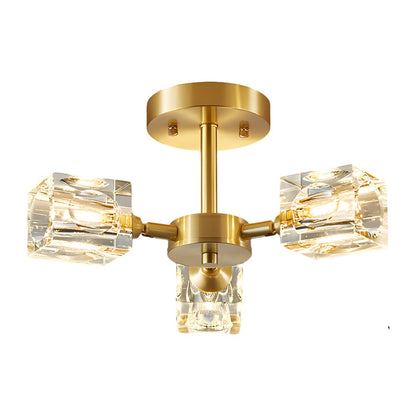 Crystal K9 Semi-Flush Mount Ceiling Light — Postmodern Copper 180° Adjustable G9 3 4 5 6 Light
