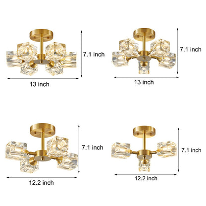 Crystal K9 Semi-Flush Mount Ceiling Light — Postmodern Copper 180° Adjustable G9 3 4 5 6 Light