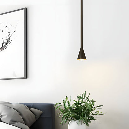 Tall Iron Tube Cone Pendant Light with Baked Finish