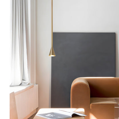 Tall Iron Tube Cone Pendant Light with Baked Finish