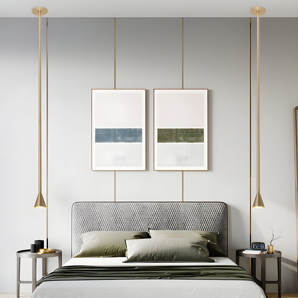 Tall Iron Tube Cone Pendant Light with Baked Finish