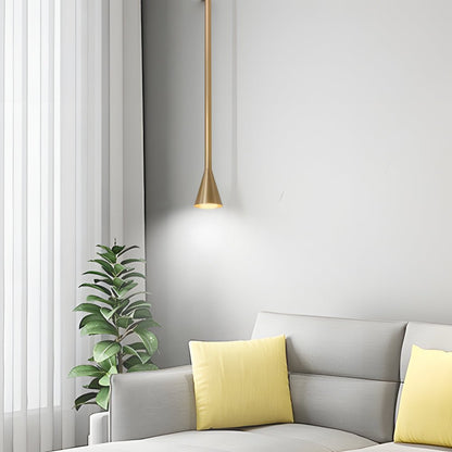 Tall Iron Tube Cone Pendant Light with Baked Finish