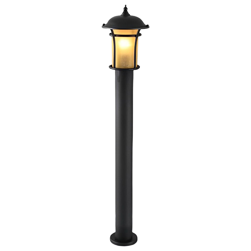 Old England Style Outdoor Garden Post Light Black Iron Handmade Glass LED 3 Heights Yard Path
