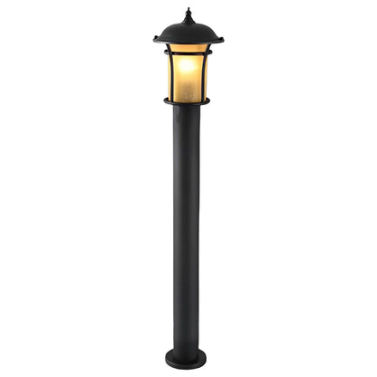 Old England Style Outdoor Garden Post Light Black Iron Handmade Glass LED 3 Heights Yard Path