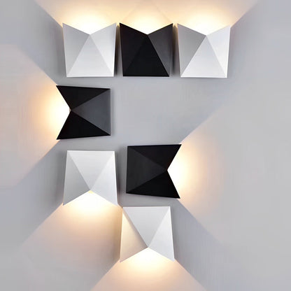 Geometric Waterproof LED Wall Sconce COB Indoor Outdoor Bedroom Hallway Accent Light Black White