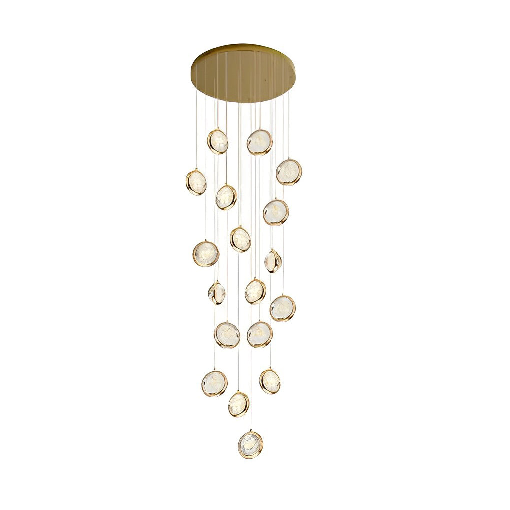 Staircase Chandelier Stainless Steel Gold Gas-Injected Hand-Blown Crystal Globe Cluster Integrated LED Modern Fixed Warm White Five Configurations 8-Light to 36-Light