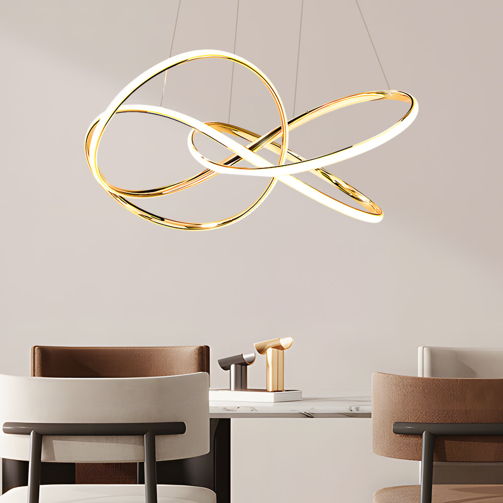 Circular Curved Lines Chandelier Aluminium Silicone LED 3000K 4500K 6000K Gold