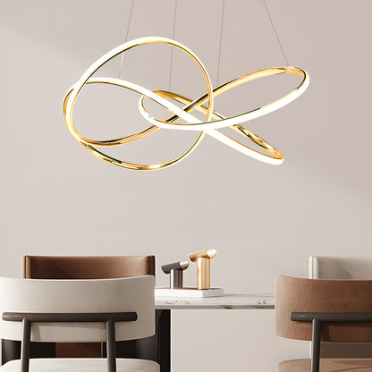 Circular Curved Lines Chandelier Aluminium Silicone LED 3000K 4500K 6000K Gold