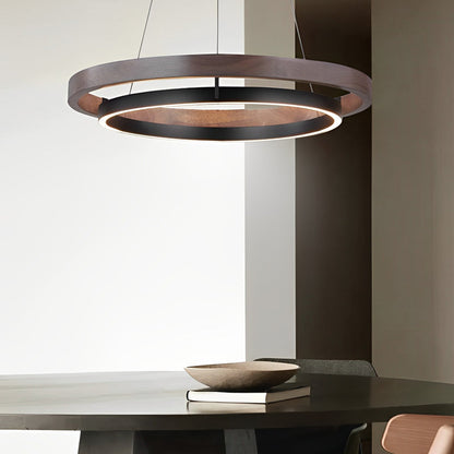 Modern Round LED Ring Chandelier Black Minimalist Ceiling Light for Dining Room and Living Room