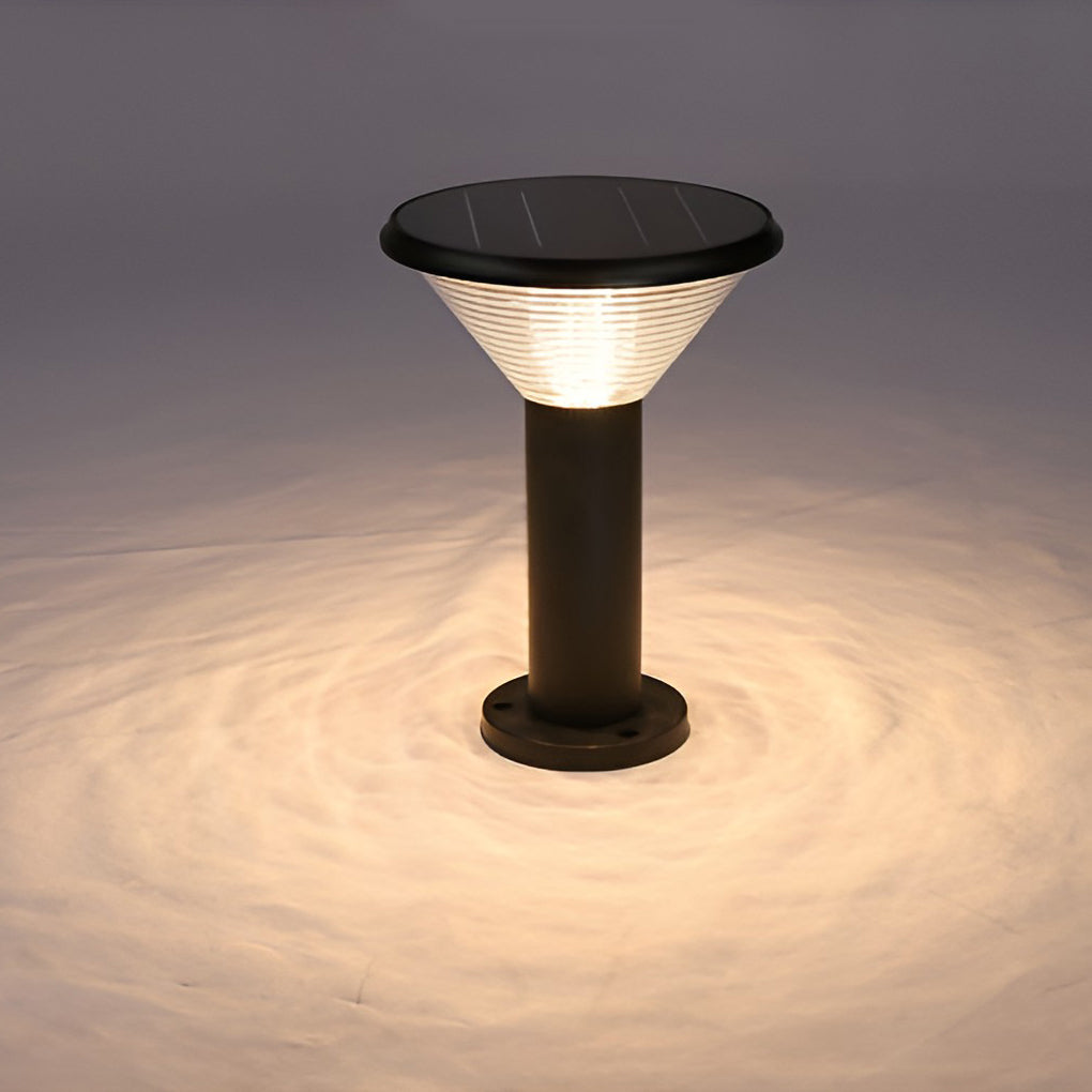 Tapered Solar LED Pathway Light Black Frosted Aluminum 3-CCT 4400mAh Base or Insert 2 Heights