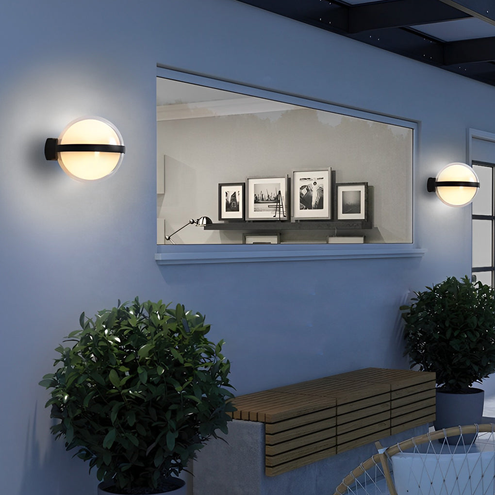 Modern Round Outdoor Wall Sconce Up Down LED 3 CCT Nordic Iron Acrylic