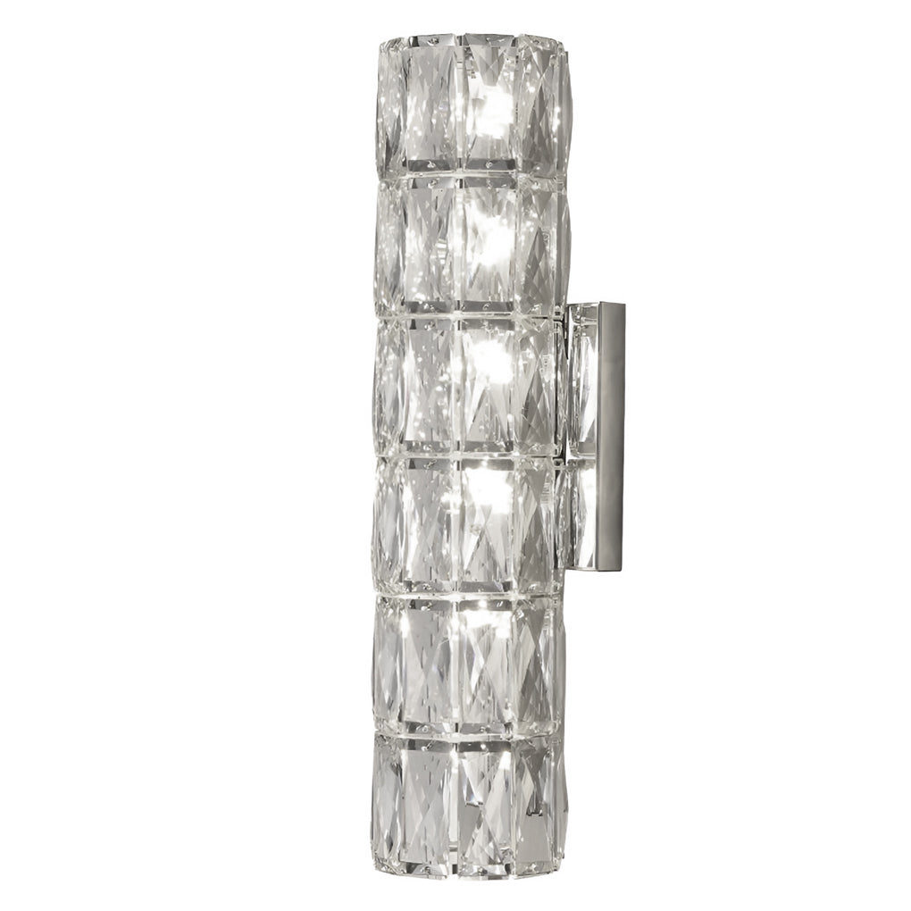 Cylindrical Crystal LED Wall Sconce Stainless Steel G9 3-Step CCT 3000K–6000K 3 Heights Indoor