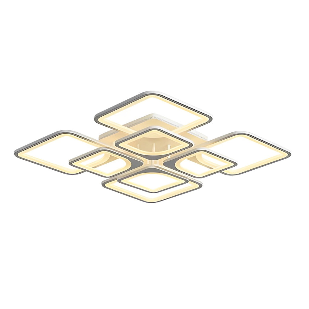 Square Internal External Semi-Flush Mount Ceiling Light — Modern White Iron Acrylic Dimmable Remote LED 5 8 Light