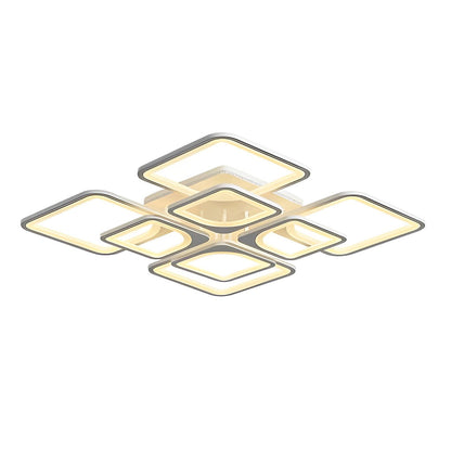 Square Internal External Semi-Flush Mount Ceiling Light — Modern White Iron Acrylic Dimmable Remote LED 5 8 Light