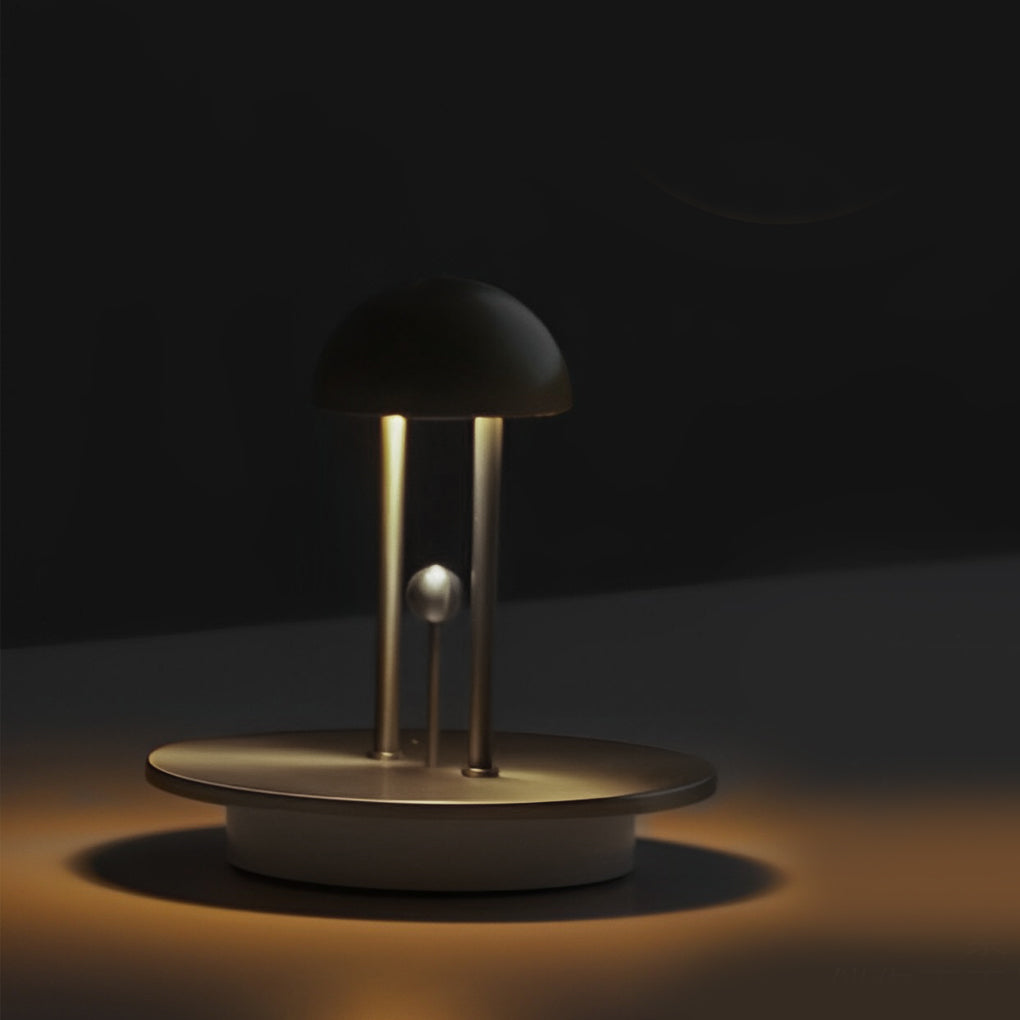 Modern Rechargeable LED Table Lamp Nickel Jingle Sphere Infrared Touch Dimmable Cordless Warm White 2400K Gold Silver 5.7 Inch