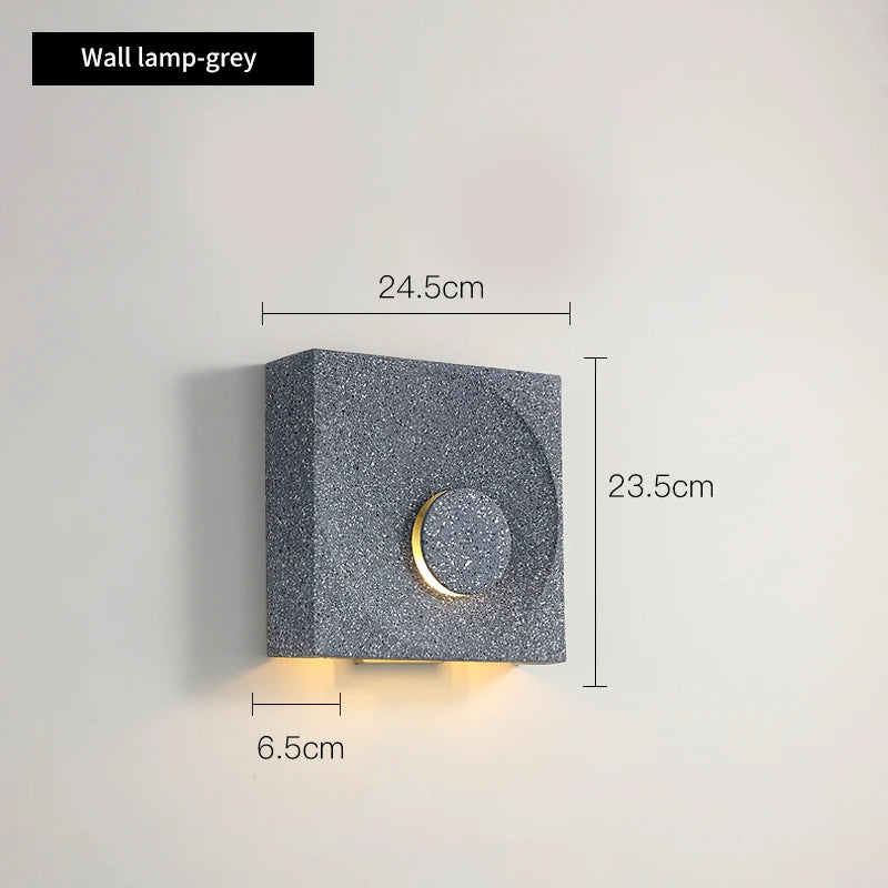 Cement LED Wall Sconce Wabi Sabi Minimalist Bedroom Hallway Frosted