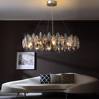 Nordalight Smoke Gray Crystal Chandelier Round Iron Oval K9 LED Modern Nordic
