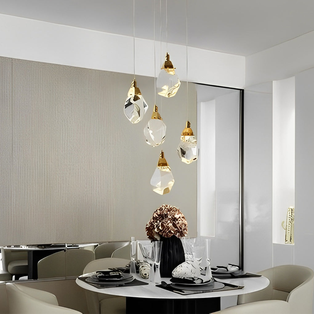 Crystal Spiral Helix Staircase Chandelier Copper Electroplated E14 3000K 9 Configurations Indoor