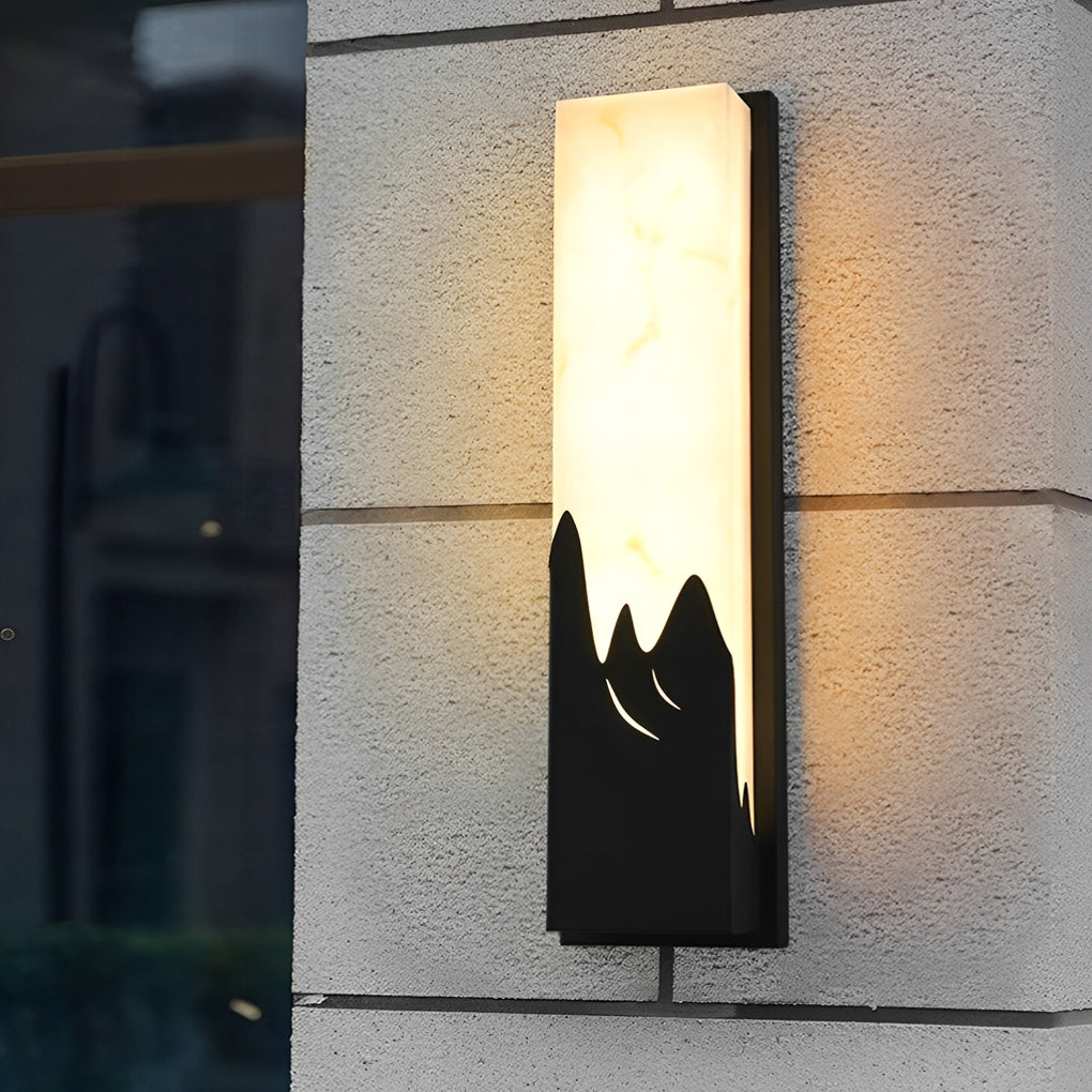 Modern LED Outdoor Wall Sconce Stainless Steel Imitation Marble Mountain Scenery IP65 3000K 2 Sizes