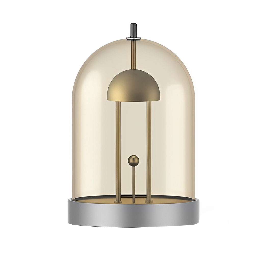 Modern Rechargeable LED Table Lamp Mid Century Smoked Glass Dome Dimmable DIY Detachable Shade Cordless Warm White 3000K Gold Silver Black 9.6 Inch