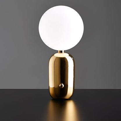 Modern Table Lamp Frosted Glass Globe Electroplated Metal Column Nordic E27 LED Gold Black 3 Sizes Up To 19.3 Inch